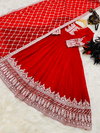 8986 Red Faux Georgette Anarkali Readymade Suits Catalog
